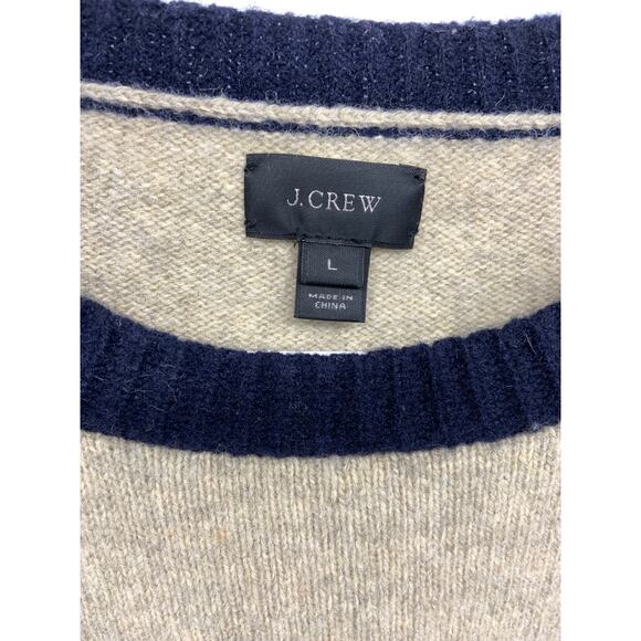 J. Crew Mens Lambs Wool Tricolor Color Block Marled Sweater Size L Dark Academia - Picture 3 of 4